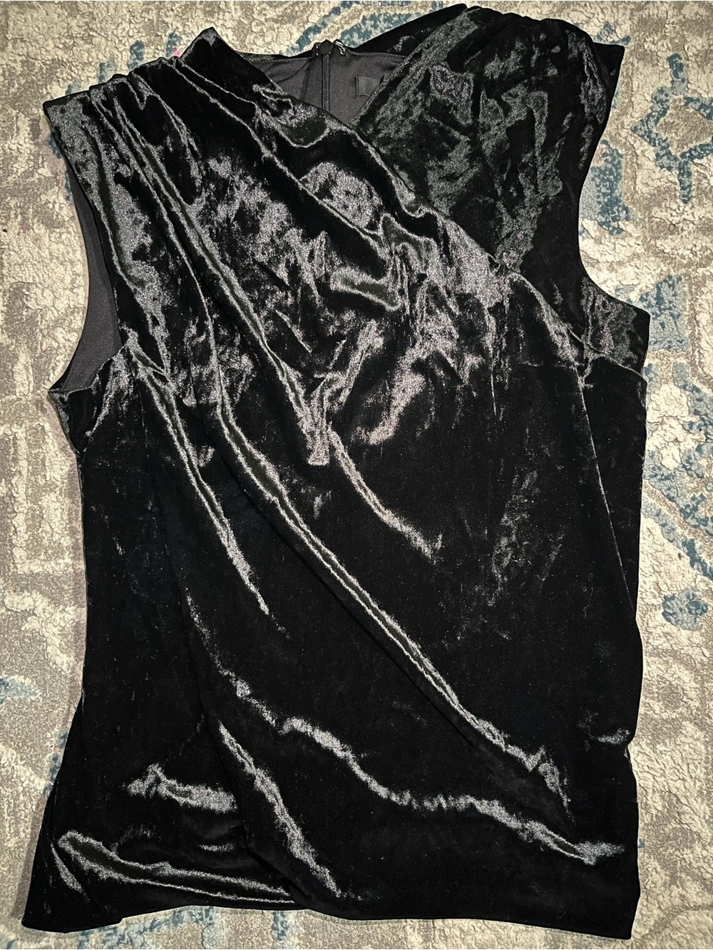 White House Black Market Black Velvet Draped Sleeveless Tank